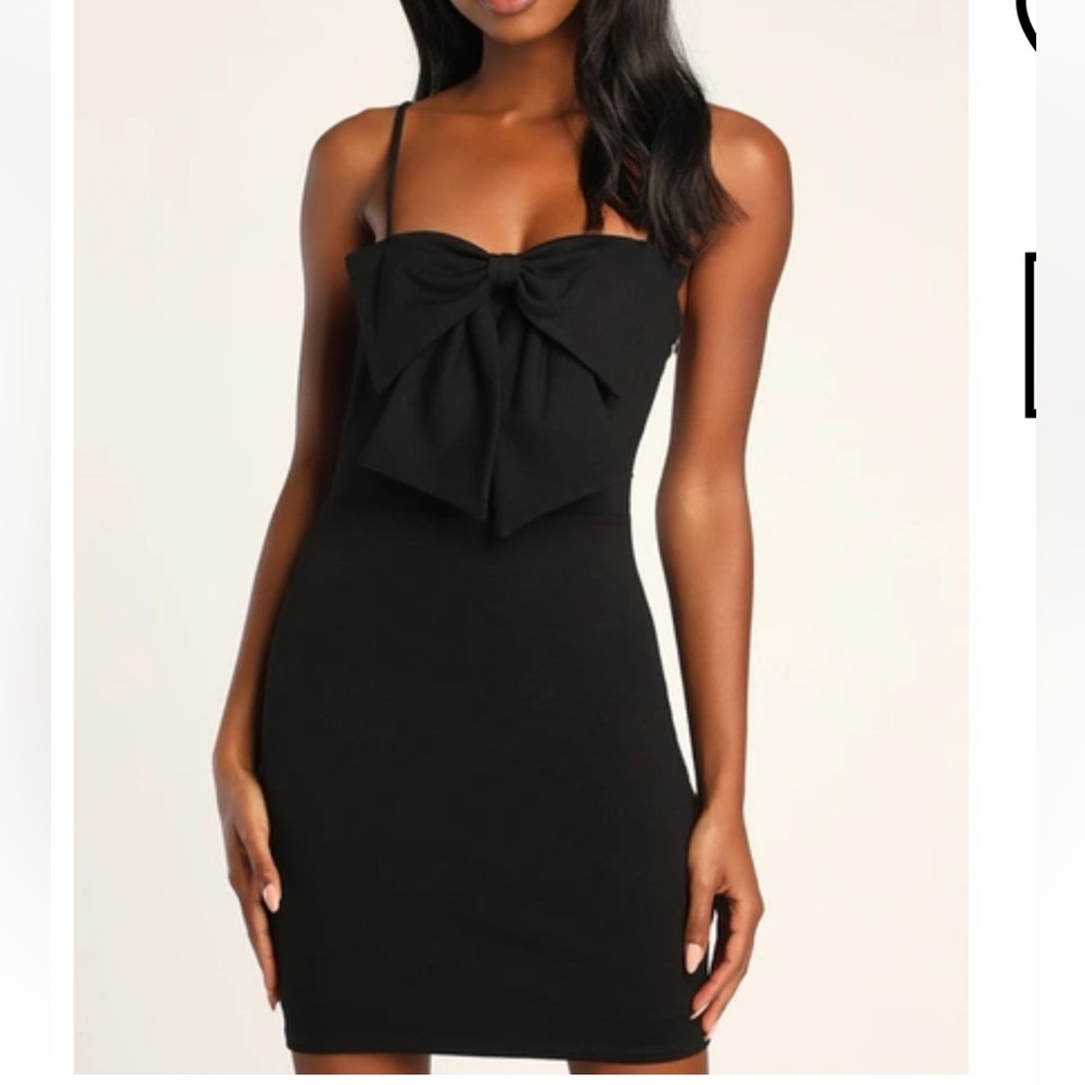 Lulus you’re a stunner black bow dress size small